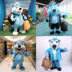 Sky Blue Villsvin maskot...