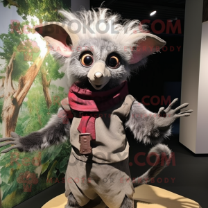 Grå Aye-Aye maskot kostume...