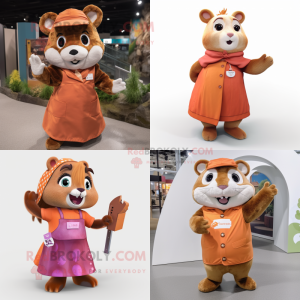 Rust Hamster mascot costume character dressed with A-Line Dress and Mittens