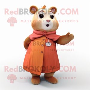 Rust Hamster mascot costume character dressed with A-Line Dress and Mittens