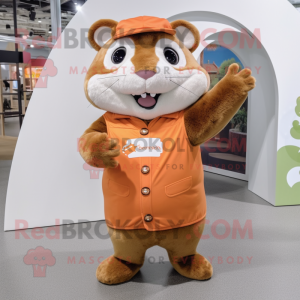 Rust Hamster mascot costume character dressed with A-Line Dress and Mittens