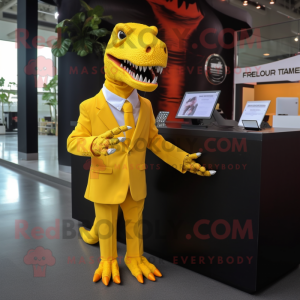 Geel T Rex mascotte kostuum...