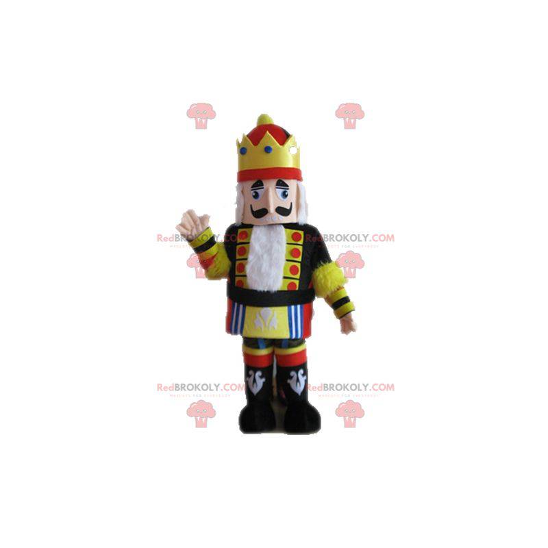 Mascotte de roi en tenue jaune noire et rouge - Redbrokoly.com