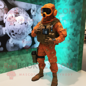 Rust marine recon mascot costume character dressed with Leggings and Smartwatches