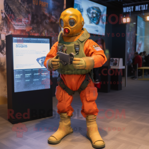 Rust marine recon mascot costume character dressed with Leggings and Smartwatches