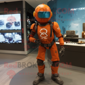 Rust marine recon mascot costume character dressed with Leggings and Smartwatches