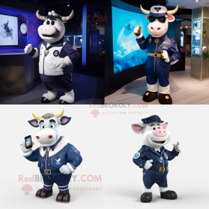 Navy Cow maskot kostume...