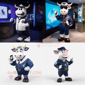 Navy Cow maskot kostym...