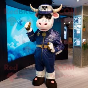 Navy Cow maskot kostume...
