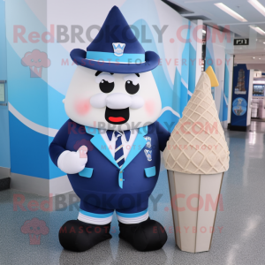 Navy ice cream cone mascot costume character dressed with A-Line Dress and Briefcases