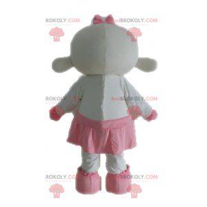 Mascotte de mouton blanc et rose. Mascotte d'agneau -