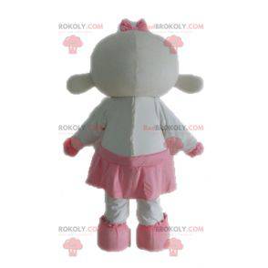 Weißes und rosa Schafmaskottchen. Lammmaskottchen -