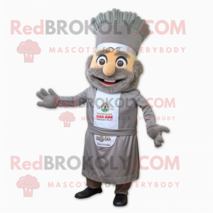 Gray Biryani mascot costume character dressed with Mini Dress and Hat pins