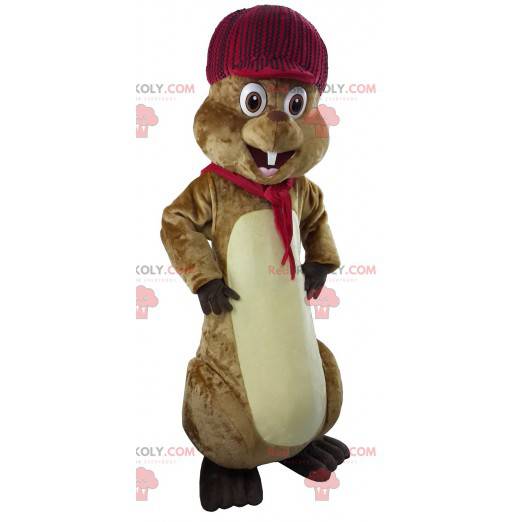 Jolie mascotte de marmotte marron - Redbrokoly.com