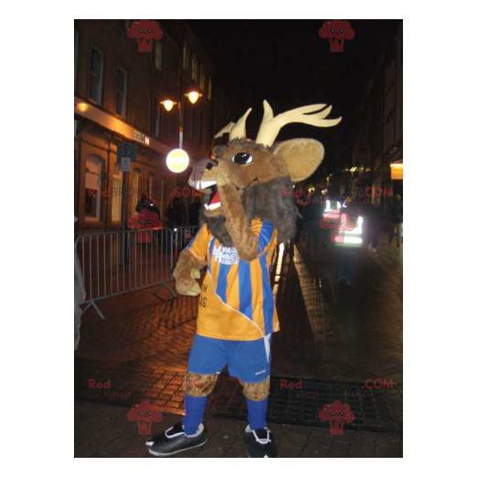 Mascotte de cerf de caribou d'élan marron en tenue de sport -