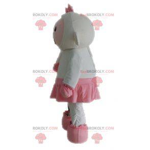 Weißes und rosa Schafmaskottchen. Lammmaskottchen -