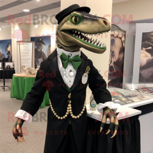 Olive Spinosaurus mascot costume character dressed with Tuxedo and Necklaces