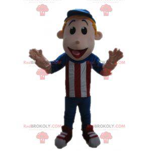Boy mascot dressed in red blue and white - Redbrokoly.com