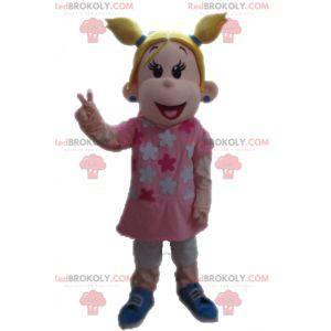 Mascot blonde girl dressed in pink - Redbrokoly.com