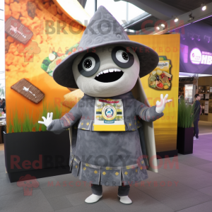 Gray Nachos mascot costume character dressed with Polo Shirt and Shawls