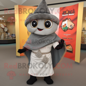 Gray Nachos mascot costume character dressed with Polo Shirt and Shawls