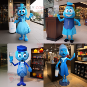 Blue Hourglass mascot costume character dressed with Cocktail Dress and Tote bags