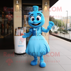 Blue Hourglass mascot costume character dressed with Cocktail Dress and Tote bags