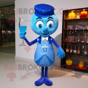 Blue Hourglass mascot costume character dressed with Cocktail Dress and Tote bags