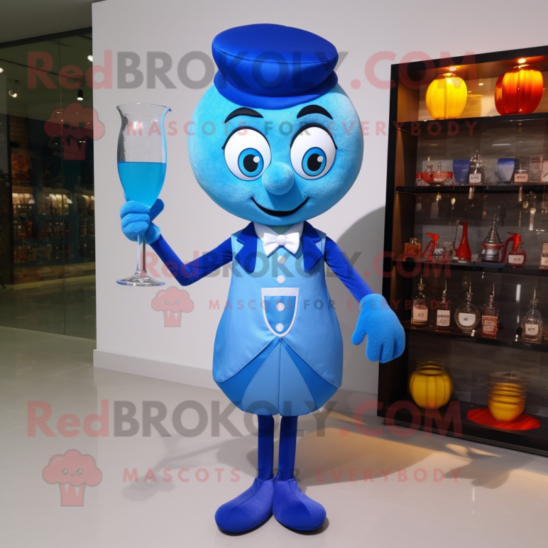 Blue Hourglass mascot costume character dressed with Cocktail Dress and Tote bags Blue Hourglass mascot costume character dressed with Cocktail Dress and Tote bags