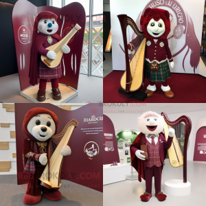 Maroon keltisk harpe maskot...
