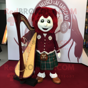 Maroon keltisk harpe maskot...