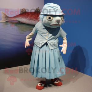 nan Cod mascot costume character dressed with Pleated Skirt and Cufflinks