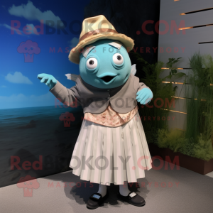 nan Cod mascot costume character dressed with Pleated Skirt and Cufflinks