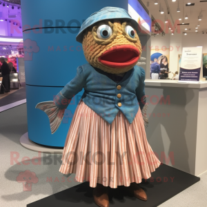 nan Cod mascot costume character dressed with Pleated Skirt and Cufflinks