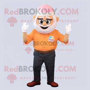 Peach Cupcake mascot costume character dressed with Oxford Shirt and Headbands