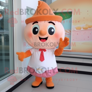 Peach Cupcake mascot costume character dressed with Oxford Shirt and Headbands