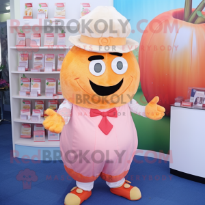 Peach Cupcake mascot costume character dressed with Oxford Shirt and Headbands