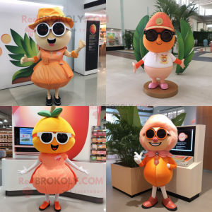 Peach Chief mascot costume character dressed with Mini Skirt and Sunglasses