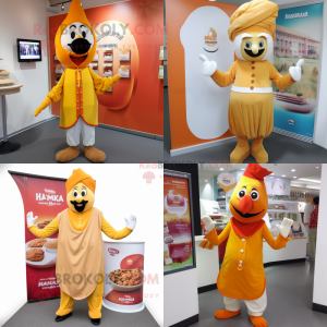 nan Butter Chicken mascot costume character dressed with Trousers and Hat pins