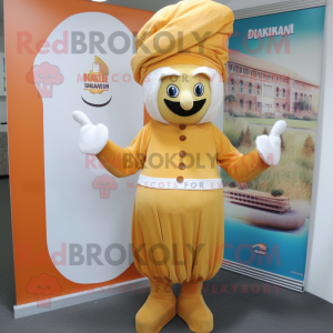 nan Butter Chicken mascot costume character dressed with Trousers and Hat pins