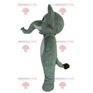 Mascotte d'éléphant gris blanc et rose géant - Redbrokoly.com