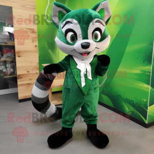 Green Civet mascot costume character dressed with Playsuit and Bow ties