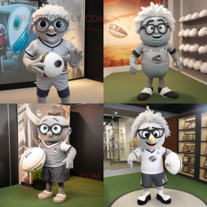 Grå Rugby bold maskot...