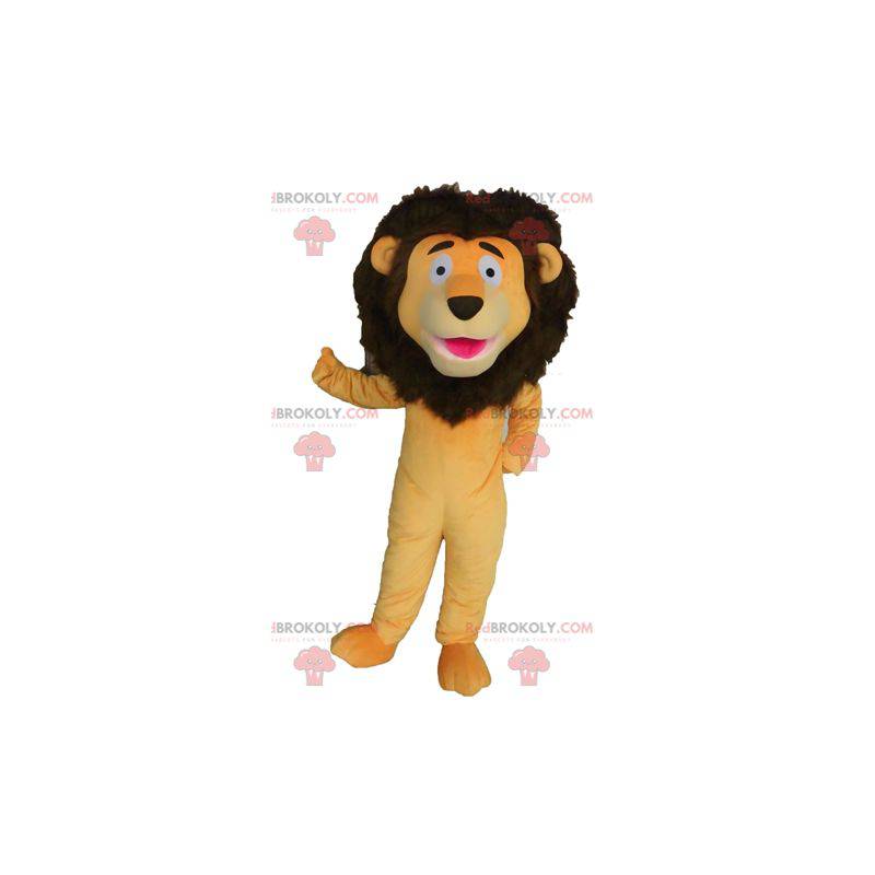 Mascote gigante leão laranja e marrom - Redbrokoly.com