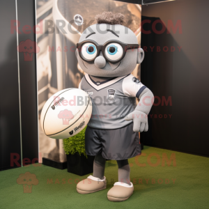 Grijze rugbybal mascotte...