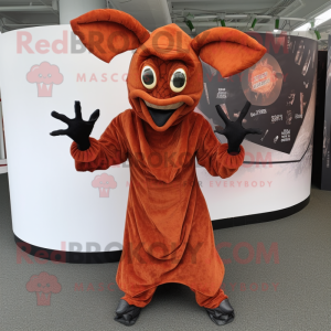 Rust Devil mascot costume character dressed with Wrap Dress and Caps