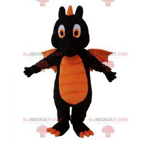 Mascotte de dragon noir et orange géant - Redbrokoly.com