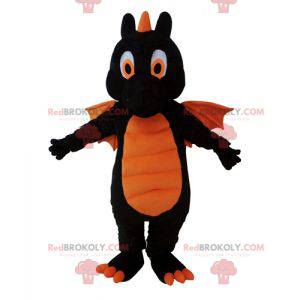Mascotte drago gigante nero e arancione - Redbrokoly.com