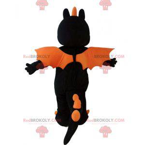 Mascotte de dragon noir et orange géant - Redbrokoly.com