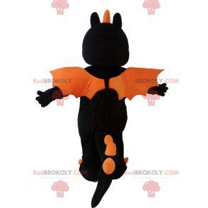 Riesiges Drachenmaskottchen in Schwarz und Orange -